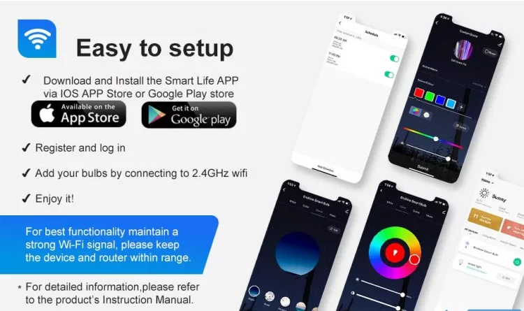 Remote Access Wi-Fi Smart LED Light Bulb No Hub Required
