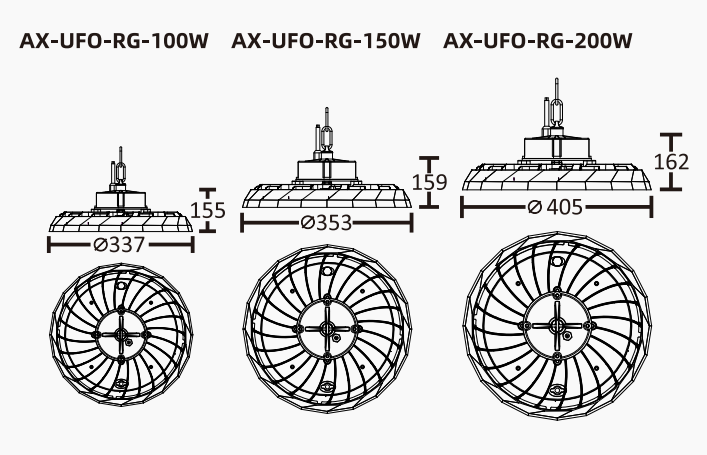 high bay light size