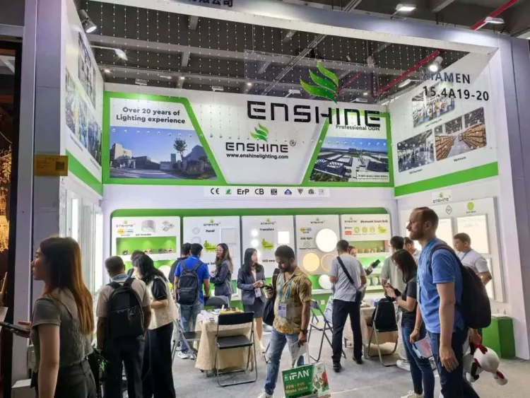 canton fair led lighting supplier booth visitors