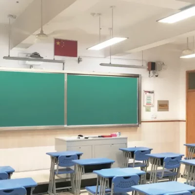 LED classroom lighting in modern school classroom