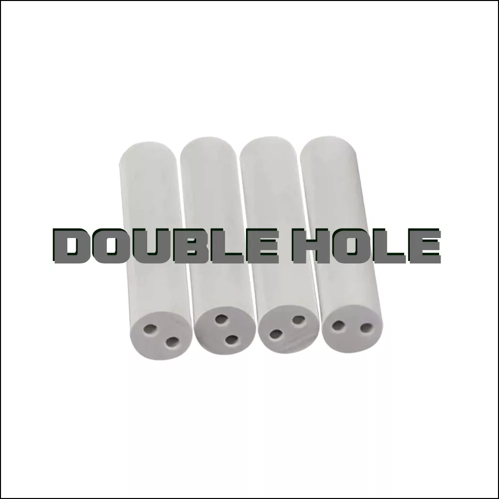 Boron nitride double hole ceramic tube for high temperature insulation and thermal management