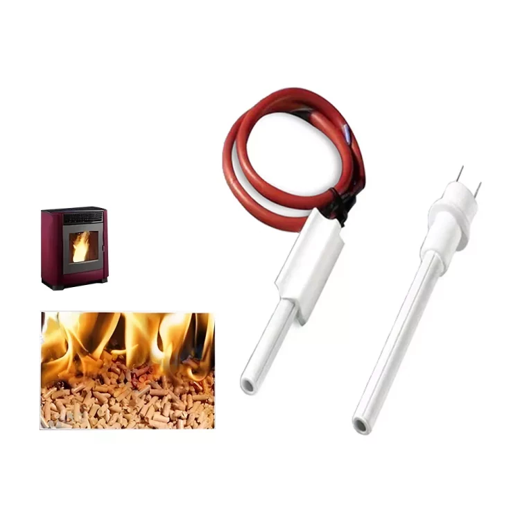 Close-up of ceramic pellet igniter showing surface structure and electrodes