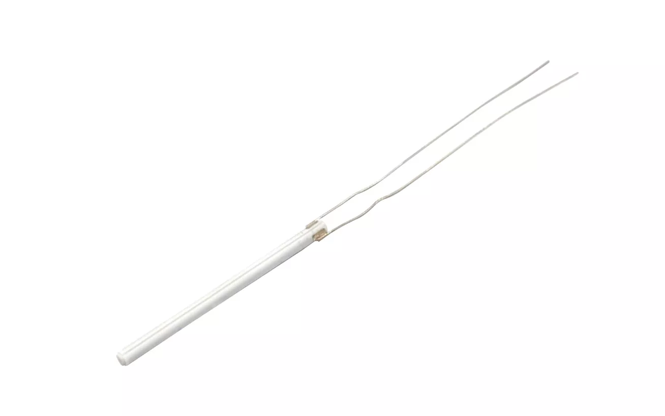 Compact ceramic heater element used in dental flosser devices.
