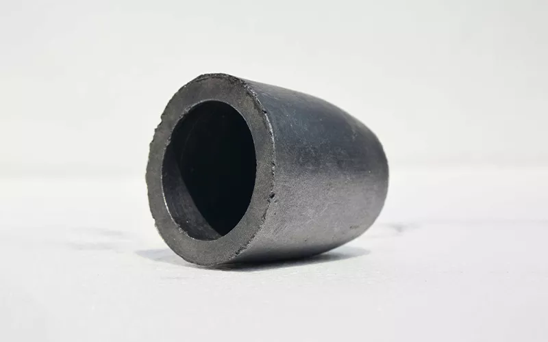 Silicon carbide round crucible designed for high-temperature melting applications, offering excellent thermal stability and long service life