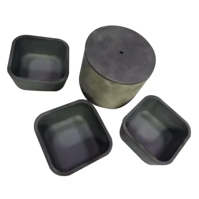 Square silicon carbide crucible made from advanced ceramic material for harsh industrial environments