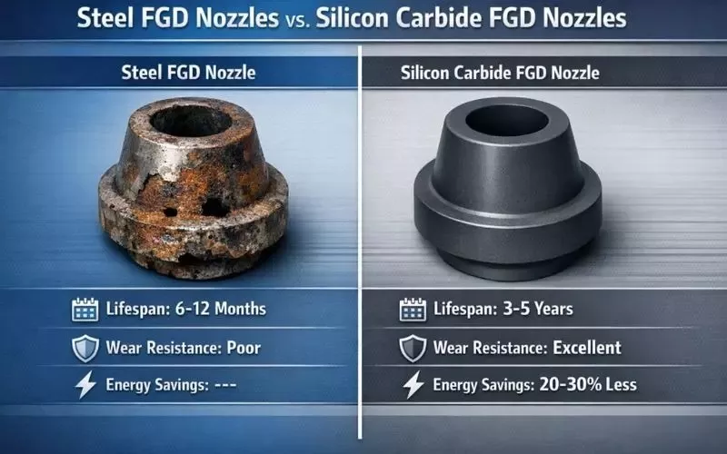 Silicon Carbide vs Steel FGD Nozzles: Which Reduces Downtime?