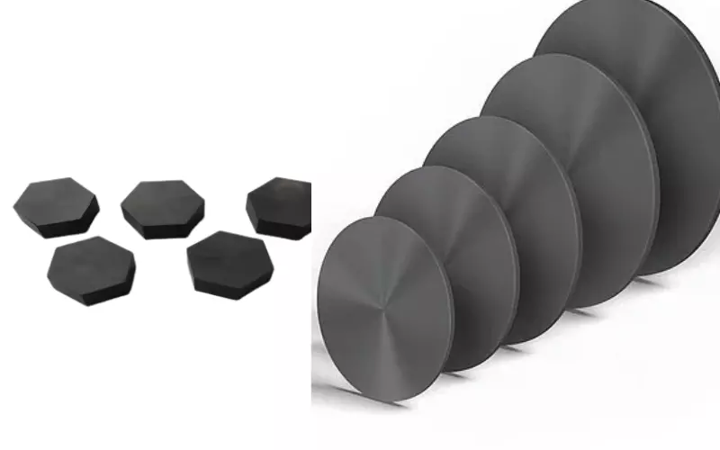 Silicon carbide behaves almost like a diamond. It is not only the lightest, but also the hardest ceramic material and has excellent thermal conductivity, low thermal expansion and is very resistant to acids and lyes. 