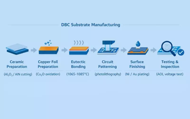 Six-step DBC manufacturing process flow