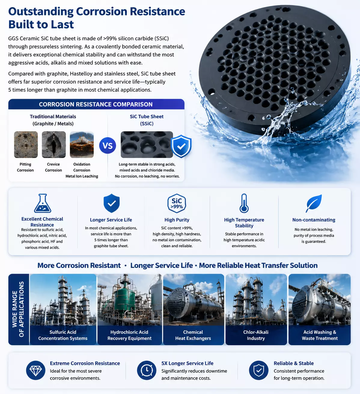 Advantages of Silicon Carbide Tube Sheets in Terms of Comprehensive Corrosion Resistance