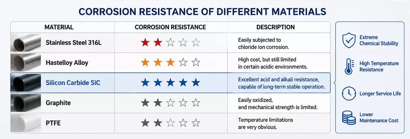 Corrosion resistance of various materials