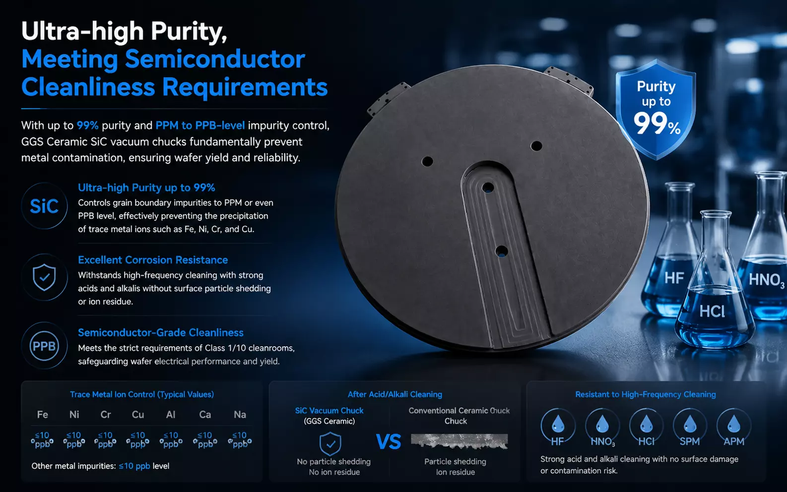 Advantages of silicon carbide vacuum chucks-Ultra-high purity, meeting semiconductor cleanliness requirements
