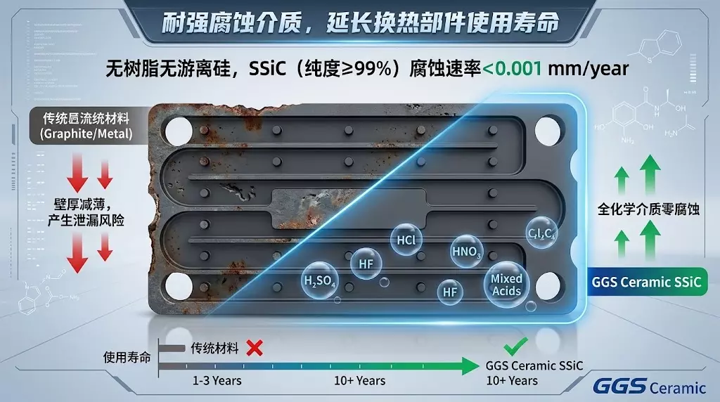 Advantages of silicon carbide heat exchange blocks/plates-Resistant to strong corrosive media