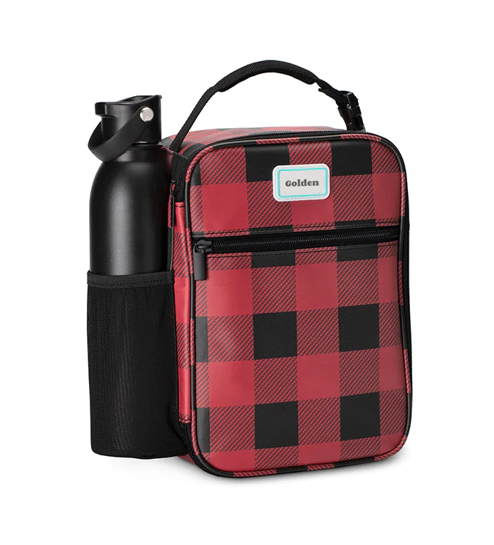 swig-life-signature-boxxi-lunch-bag-buffalo-plaid-front-with-water-bottle
