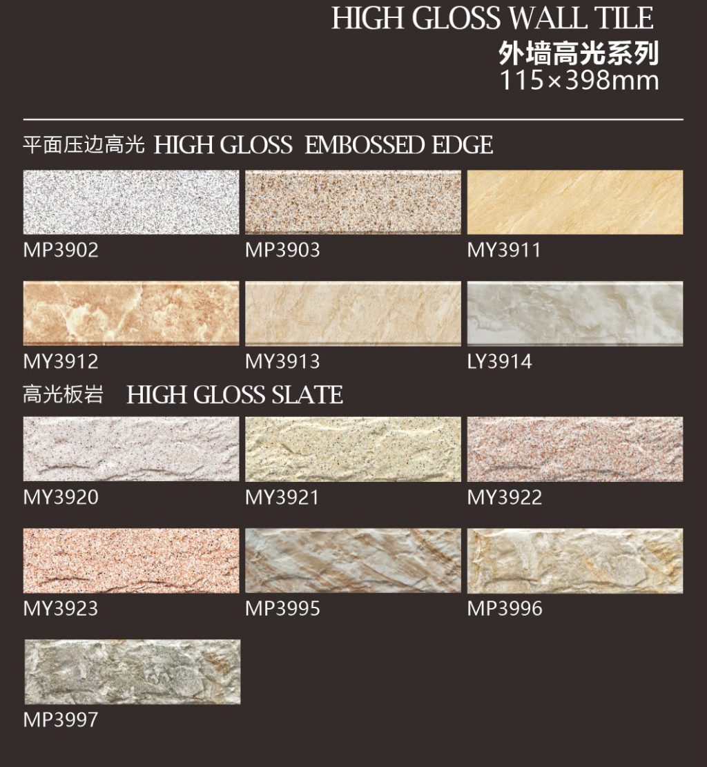 High Gloss Wall Tile Slate Stone Look Embossed Edge 115*398mm