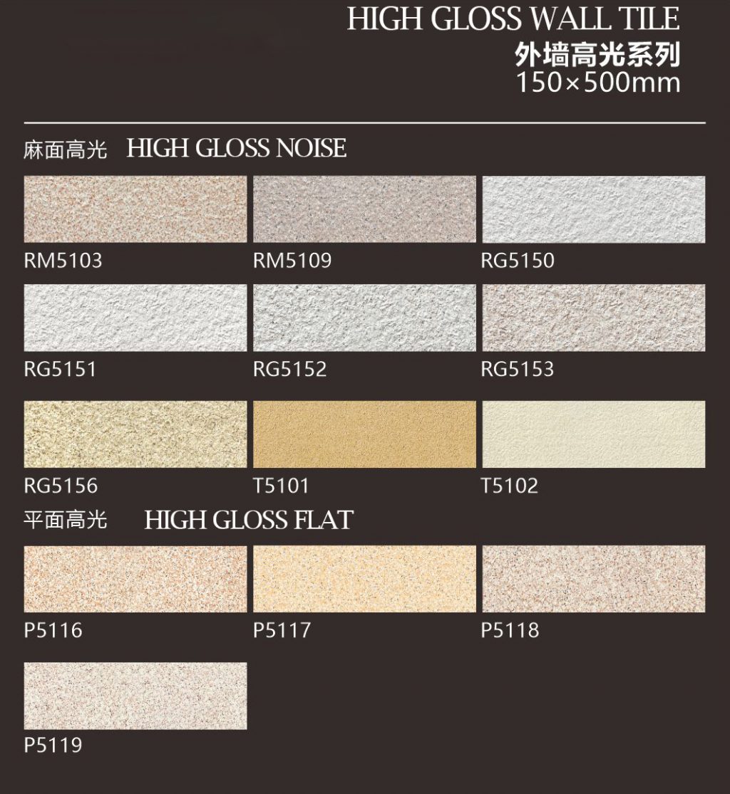 High Gloss Wall Tile Flat Noise Look 150*500mm