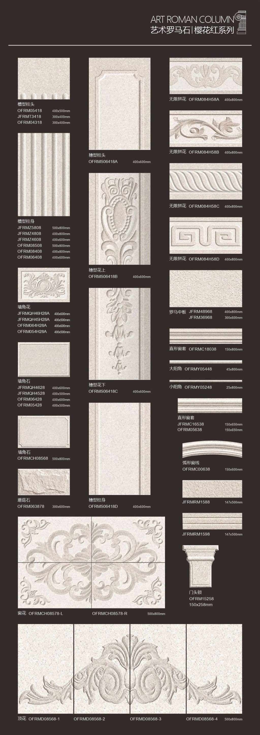 Art Roma Pillar Corner Flower Window Trime Door Lock Tile