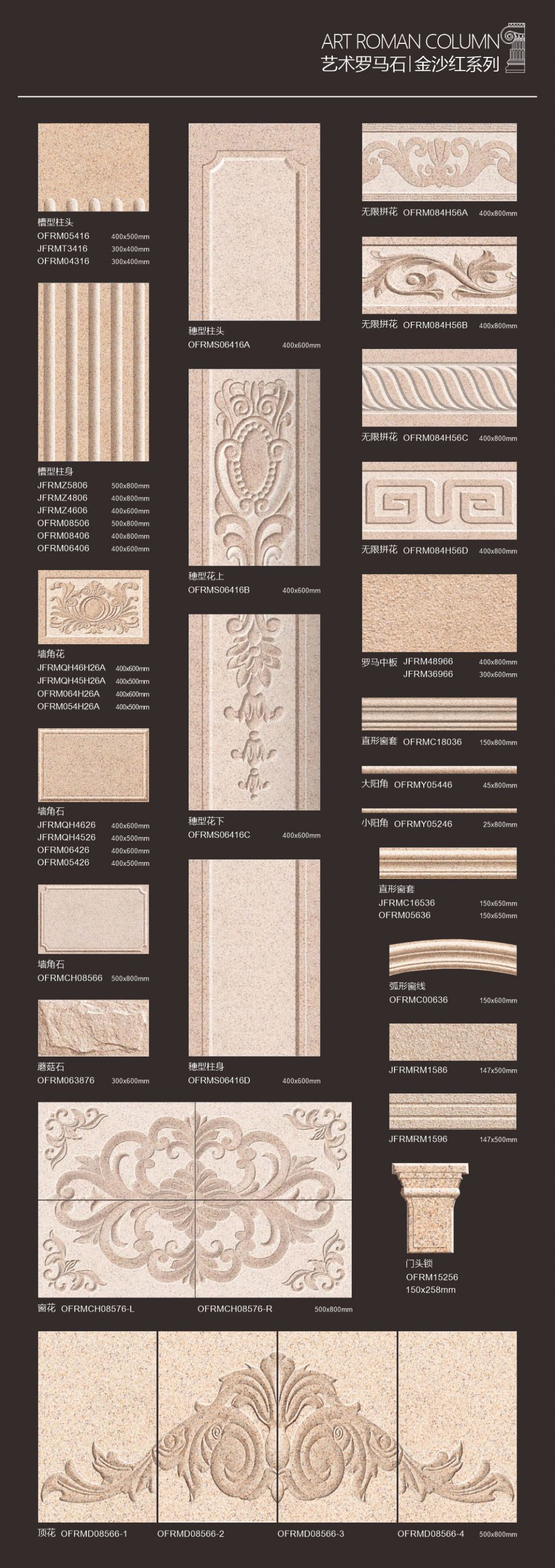 Art Roma Pillar Corner Flower Window Trime Door Lock Tile