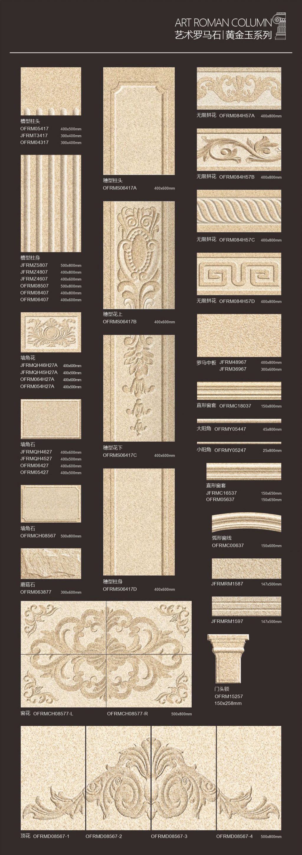 Art Roma Pillar Corner Flower Window Trime Door Lock Tile