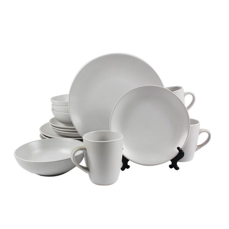 Stoneware Cream Contemporary Dinnerware Dish Set