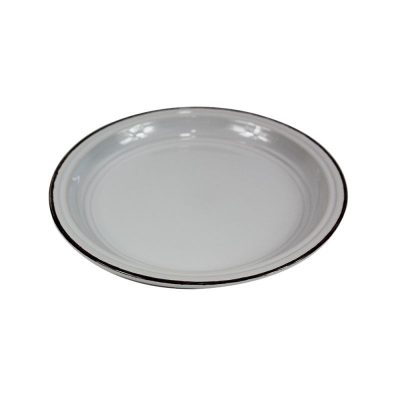 Fashion Dinnerware Collection- Stoneware White Rimmed Round Dishes