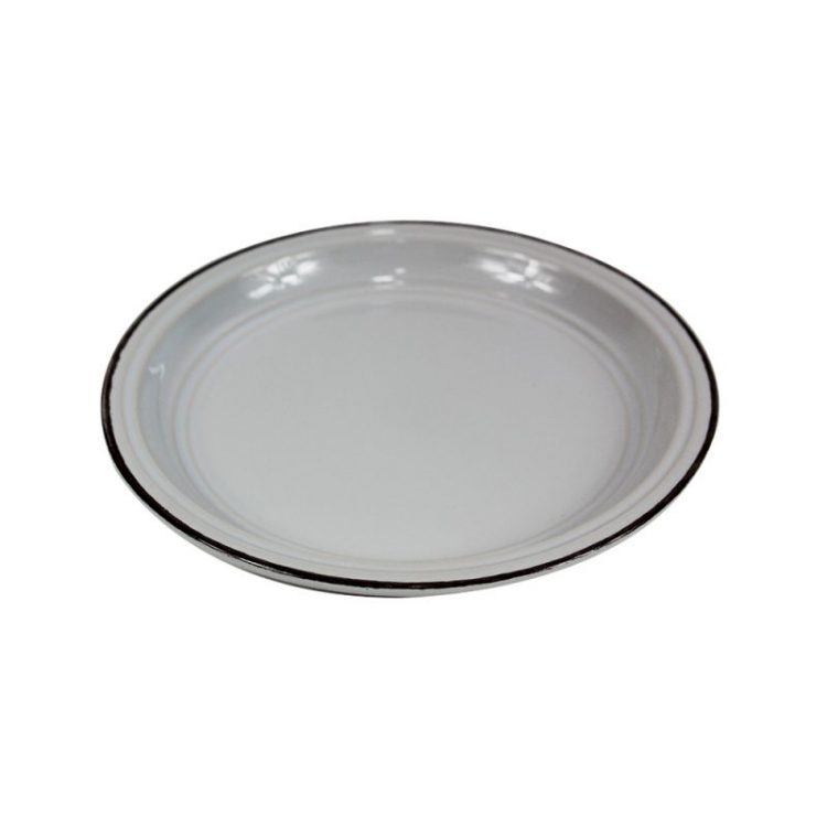 Fashion Dinnerware Collection- Stoneware White Rimmed Round Dishes