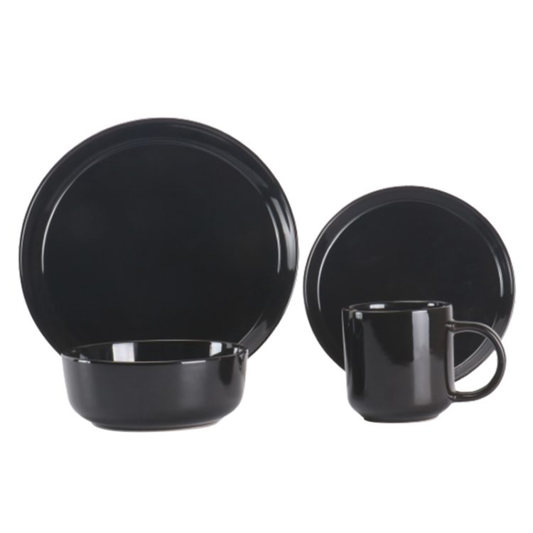 MagiChina Wazee Black Glossy Coupe Dinnerware Set