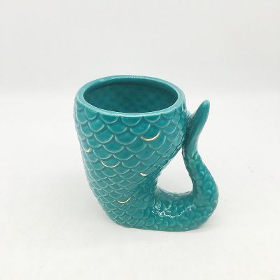 Blue irregular earthenware mug