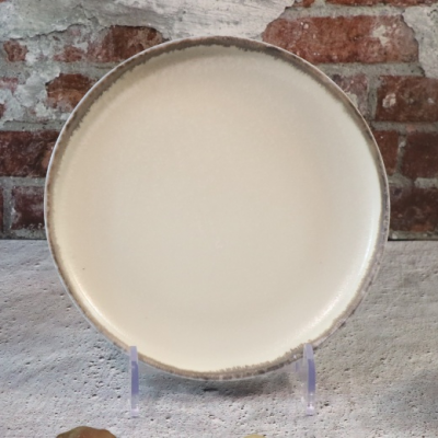 gray white Reactive stoneware dinner plate