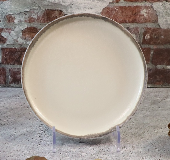 gray white Reactive stoneware dinner plate