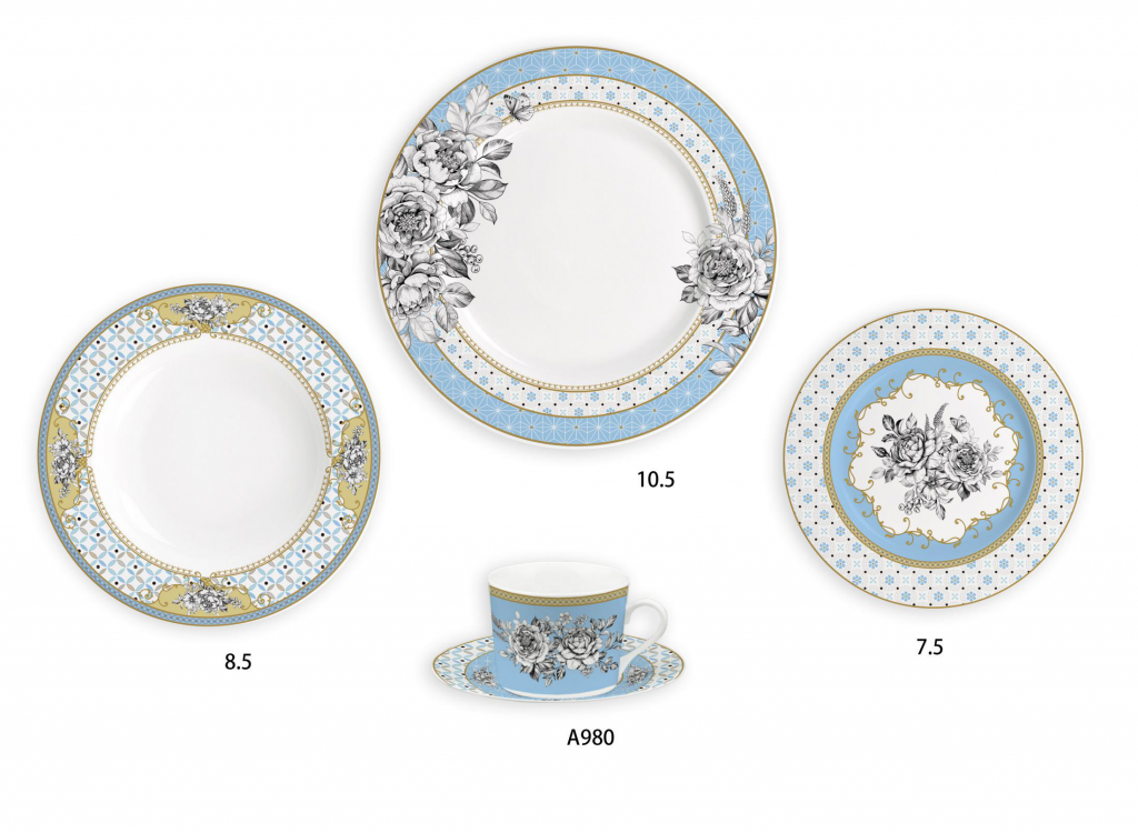 Ceramic Multicolor Fine Porcelain Kitchen Spanish Floral Design New Bone China