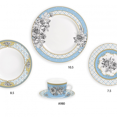 Ceramic Multicolor Fine Porcelain Kitchen Spanish Floral Design New Bone China