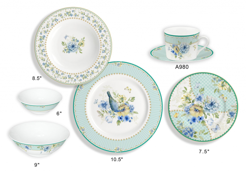Ceramic Multicolor Fine Porcelain Kitchen Spanish Floral Design New Bone China