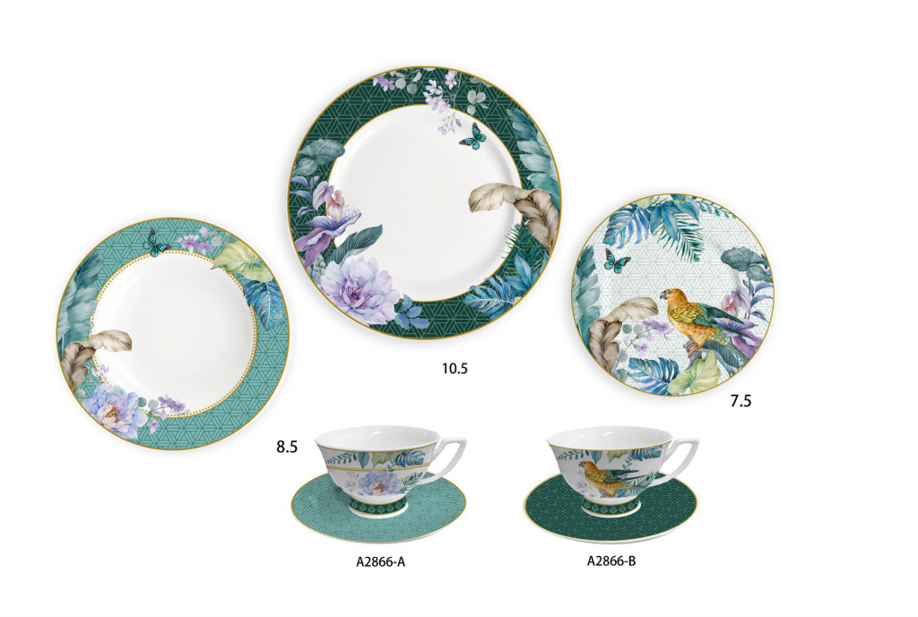 Ceramic Multicolor Fine Porcelain Kitchen Spanish Floral Design New Bone China