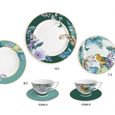 Ceramic Multicolor Fine Porcelain Kitchen Spanish Floral Design New Bone China
