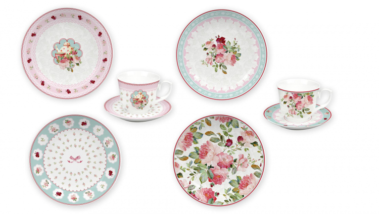 Ceramic Multicolor Fine Porcelain Kitchen Spanish Floral Design New Bone China