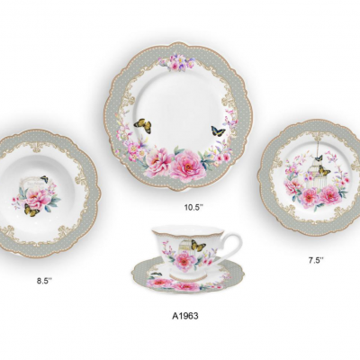 Ceramic Multicolor Fine Porcelain Kitchen Spanish Floral Design New Bone China