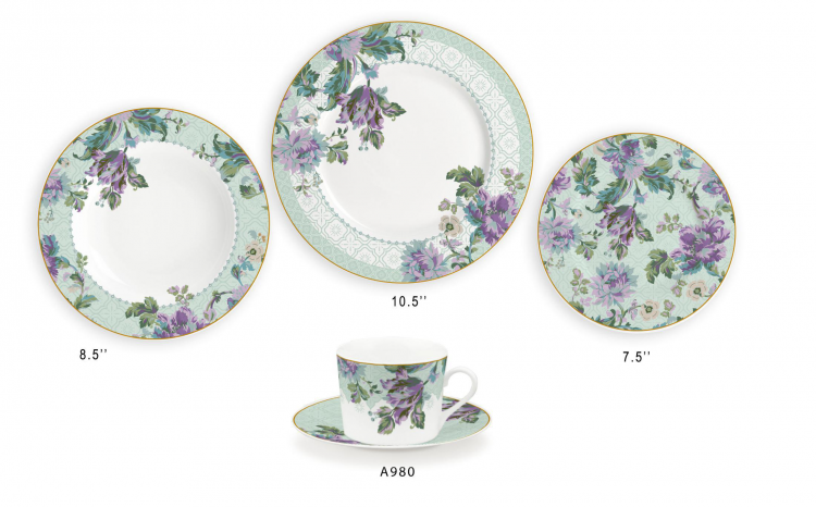 Ceramic Multicolor Fine Porcelain Kitchen Spanish Floral Design New Bone China