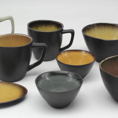 golden black stoneware rustic dinnerware