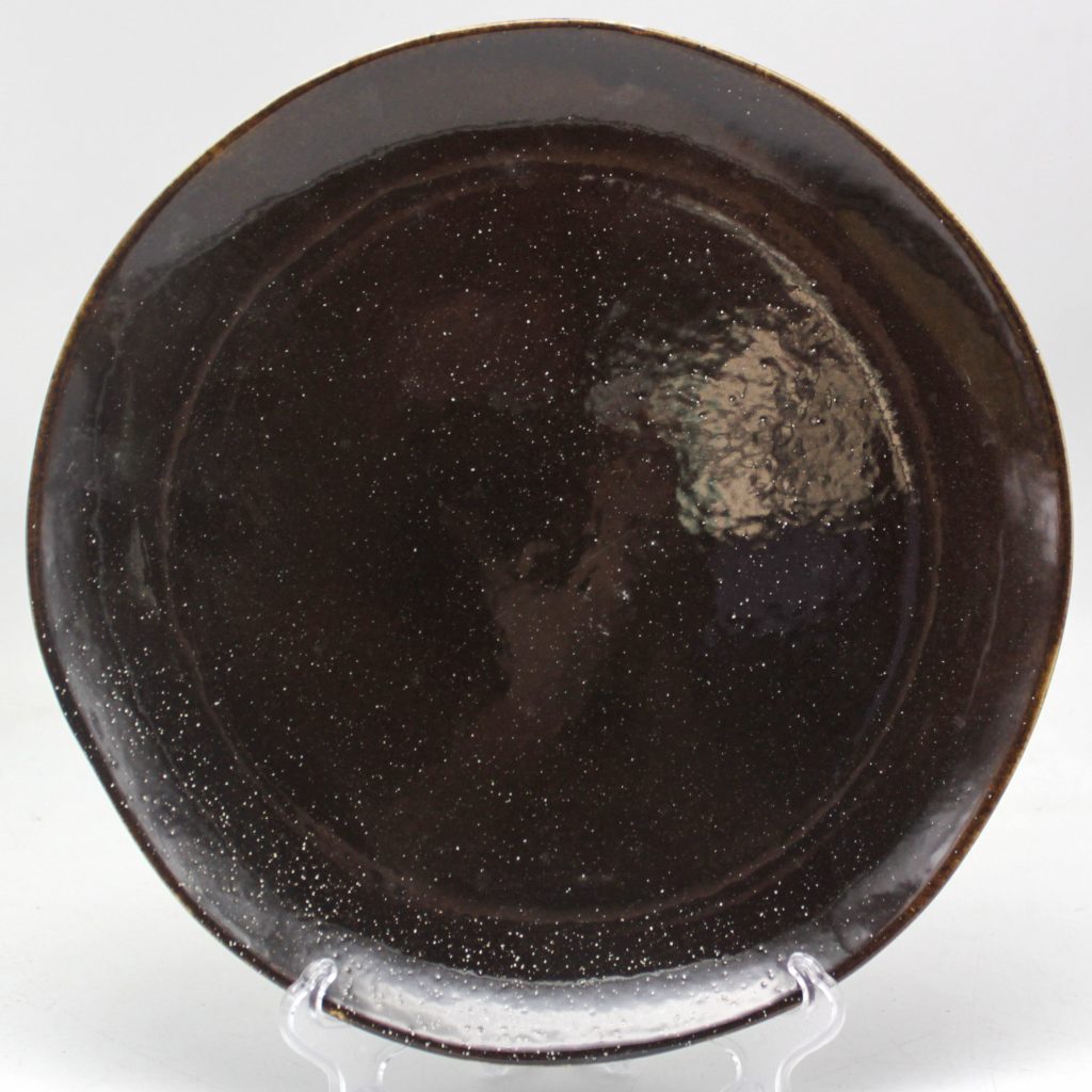 black round reactive glaze dinner plate