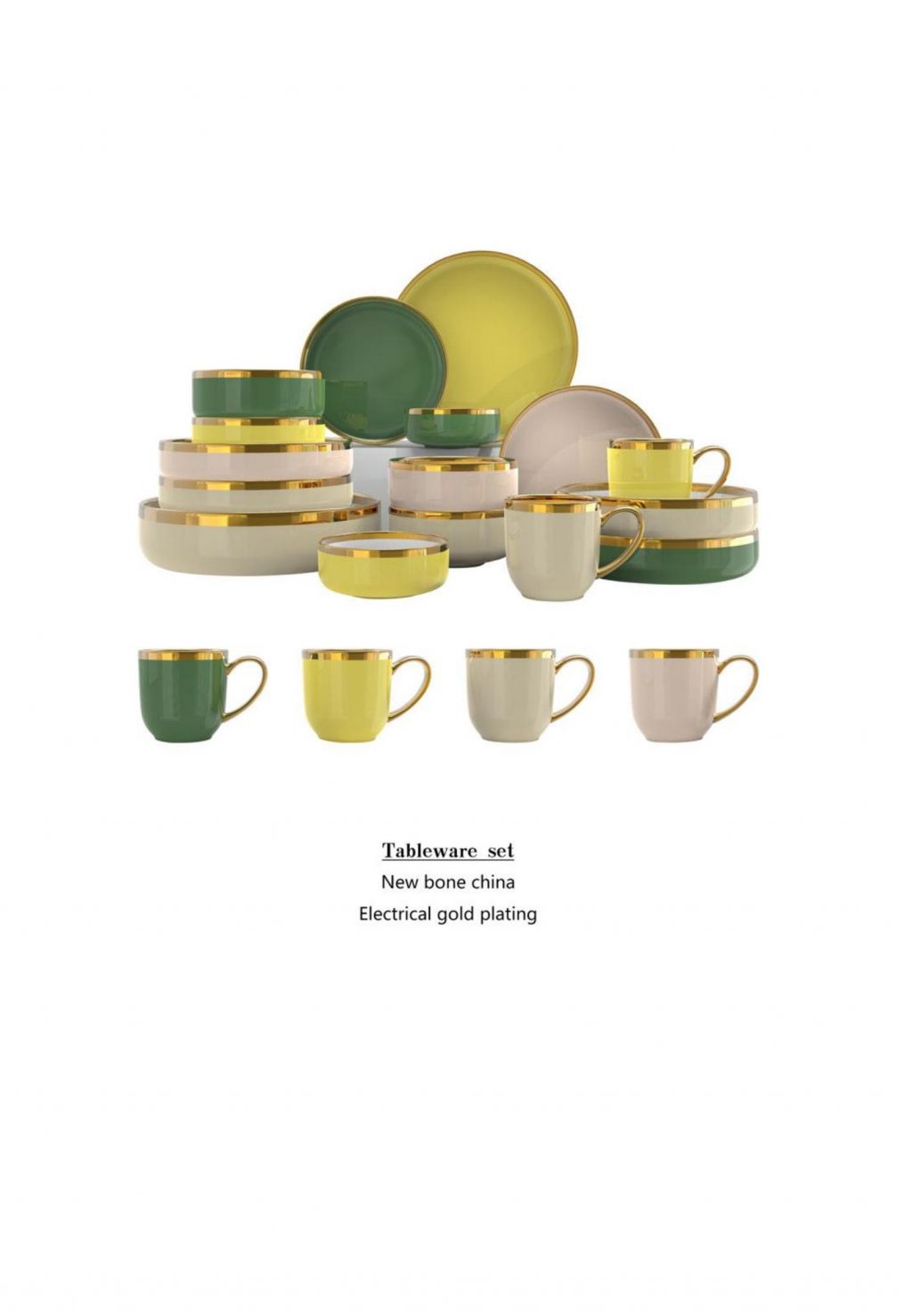 Gold rimHandmade stoneware dinnerware