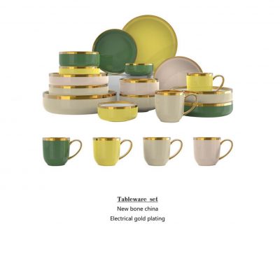 Gold rimHandmade stoneware dinnerware