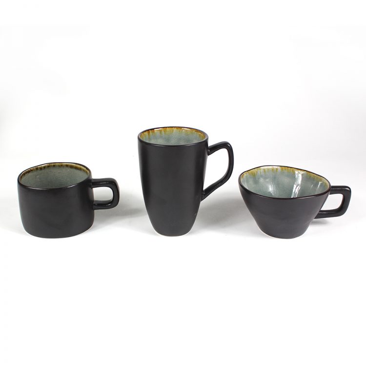 crackle glaze mugs set