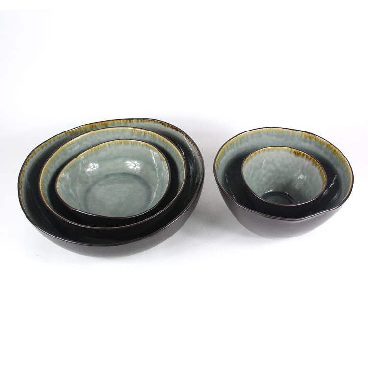 crackle glaze bowls set