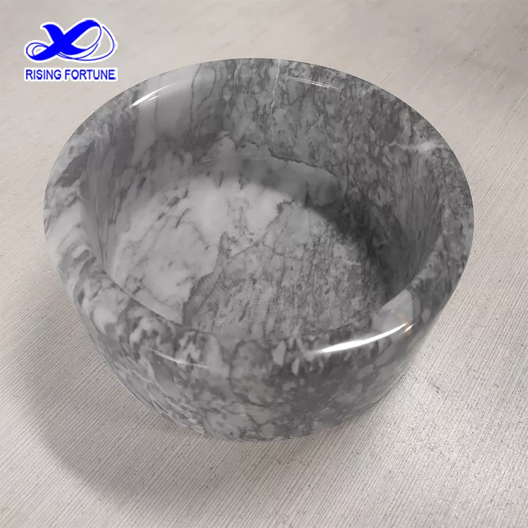 Dog food feeder natural marble puppy water bowl