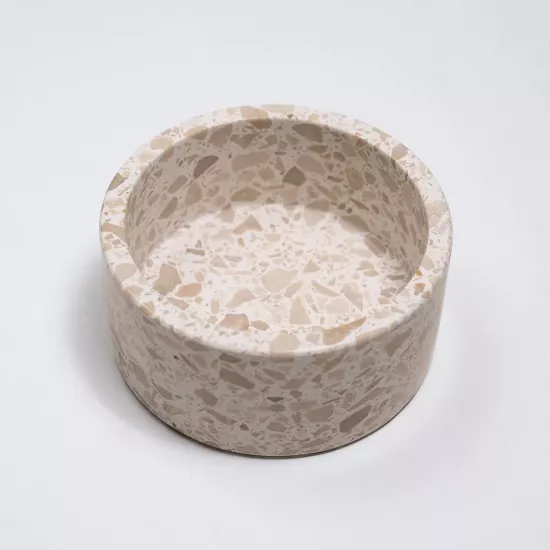 White large terrazzo dog bowl pet bowl