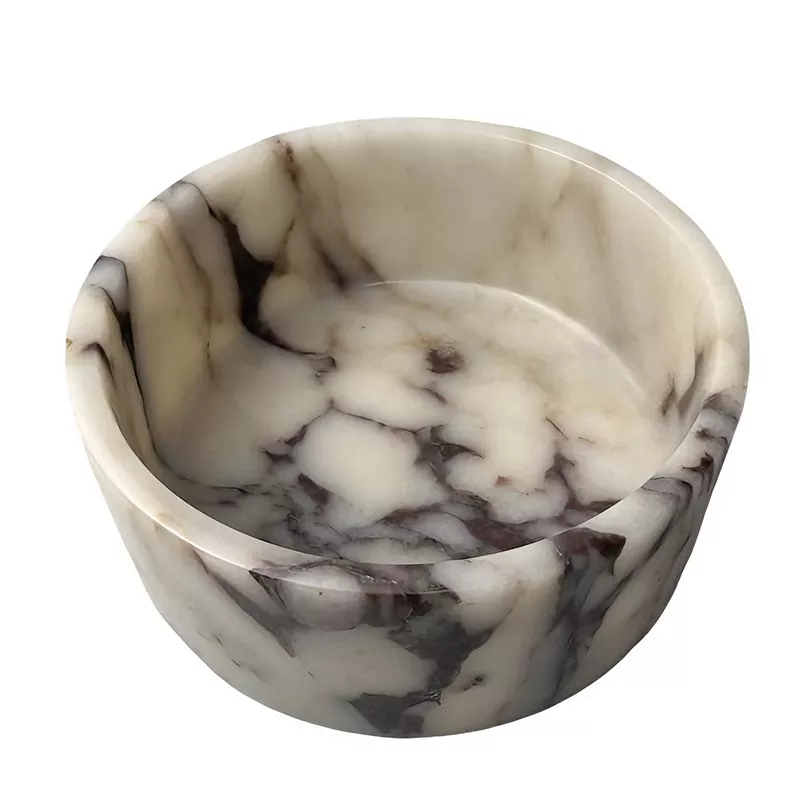 calacatta viola marble water bowl for dogs
