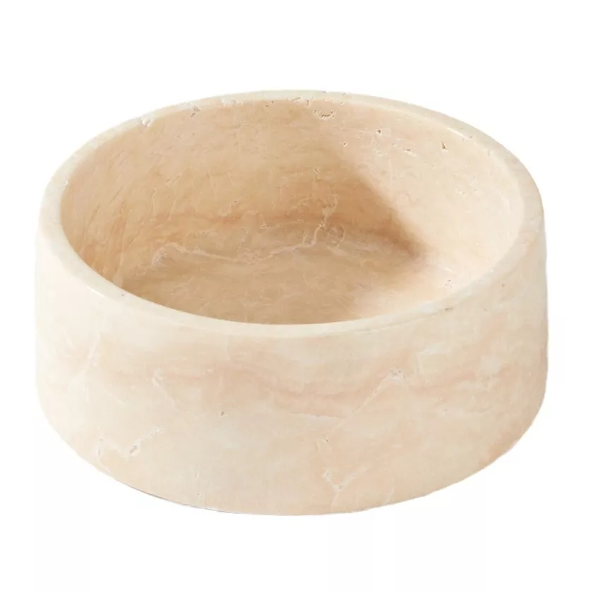 Natural travertine food bowls for dogs