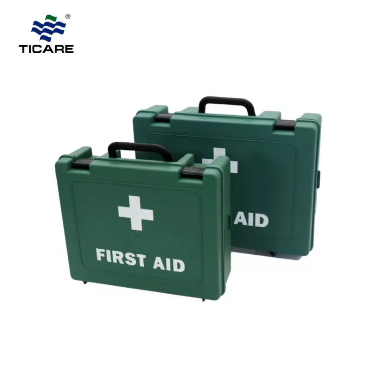 Plastic Large First Aid Box Empty Green with White Cross, For Workplace and Vehicle Kits