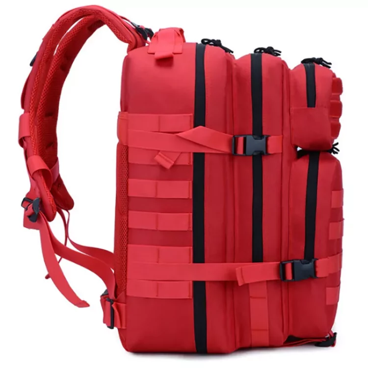 Organized trauma compartments inside an industrial emergency medical kit for rapid hemorrhage control