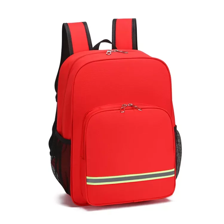 firefighter first aid backpack with reflective safety strip for emergency medical response